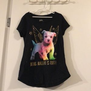 This is a black short sleeve girls t shirt